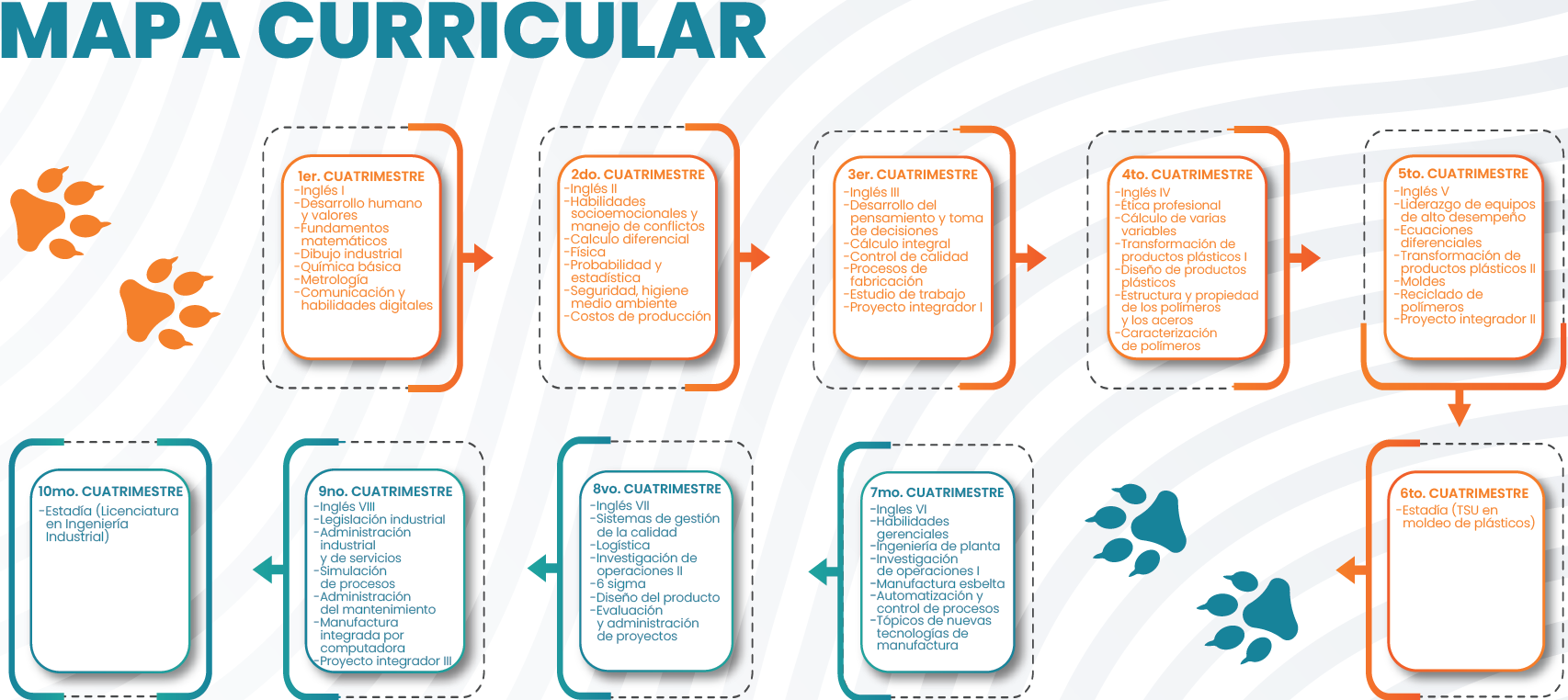 Mapa Curricular de la ingenieria industrial.